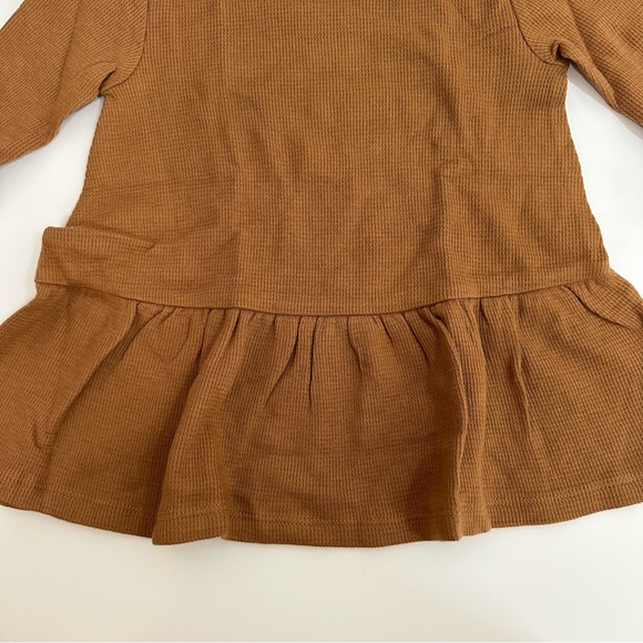 Old Navy Girls Waffle Thermal Ruffle Hem Dress Rust Brown 12-18 Months - Picture 3 of 5